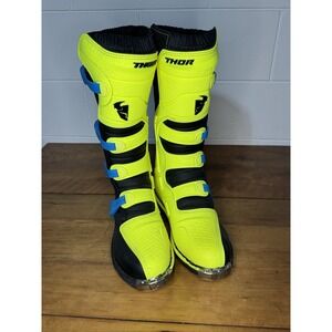 Thor Blitz XP MX Motocross Boots Hi-Viz Yellow Black Blue Size 11 US
